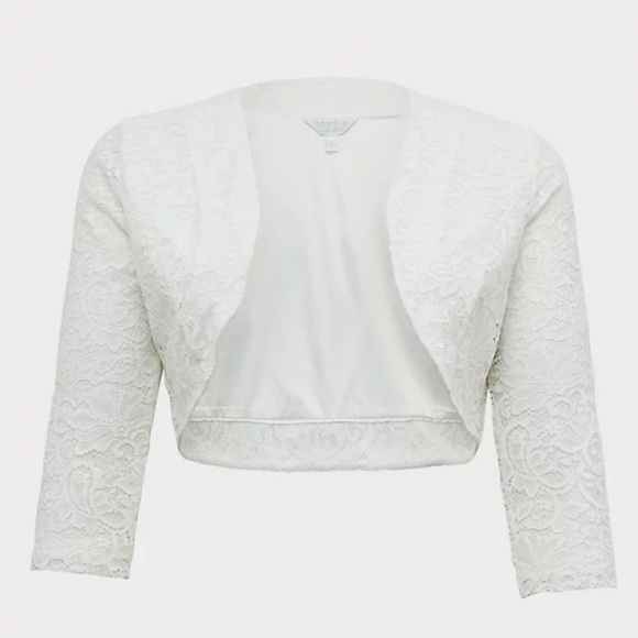 Torrid White Lace Open Front Shrug - Picture 4 of 4